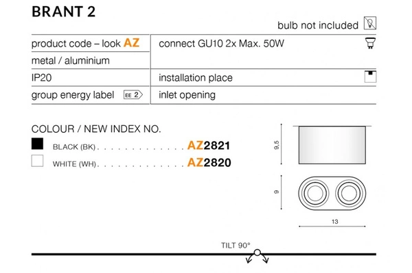 Azzardo BRANT 2 BLACK 2821
