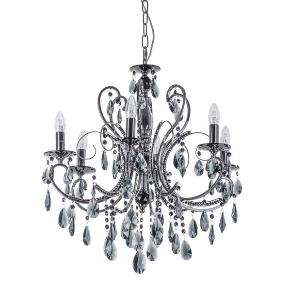Lampa wisząca żyrandol Barocco śr. 64cm 6xE14 | chrom/czarny