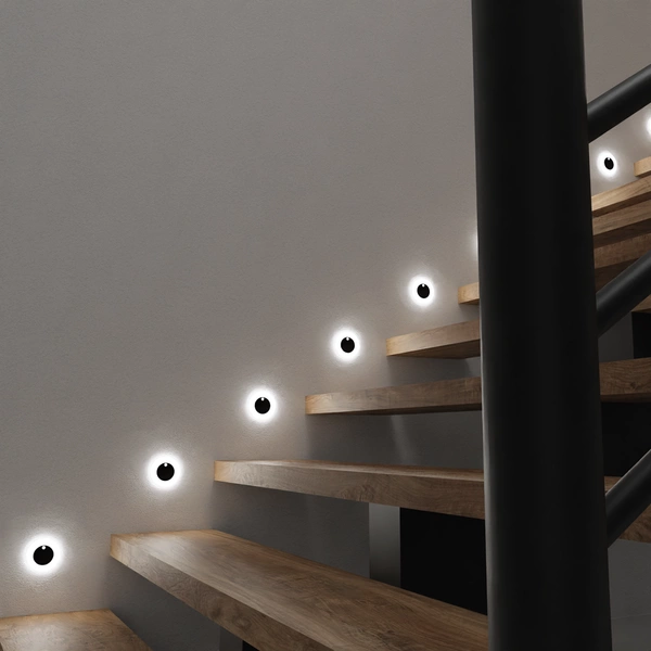 Oprawa schodowa 12V, OTI BLACK, 0,6W LED, barwa neutralna 4000K, EKS6901 z czujnikiem ruchu PIR