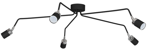 Lampa sufitowa nowoczesna reflektorek spot pająk JOKER V czarny śr. 132cm