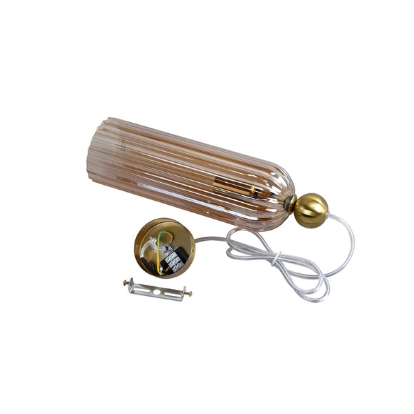 Lampa wisząca Piega 1, złoty/bursztynowy, 1x40W E14