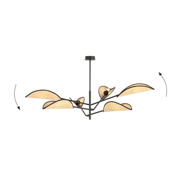 Lampa sufitowa Emibig VENE 6 Czarny/RATTAN 1160/6