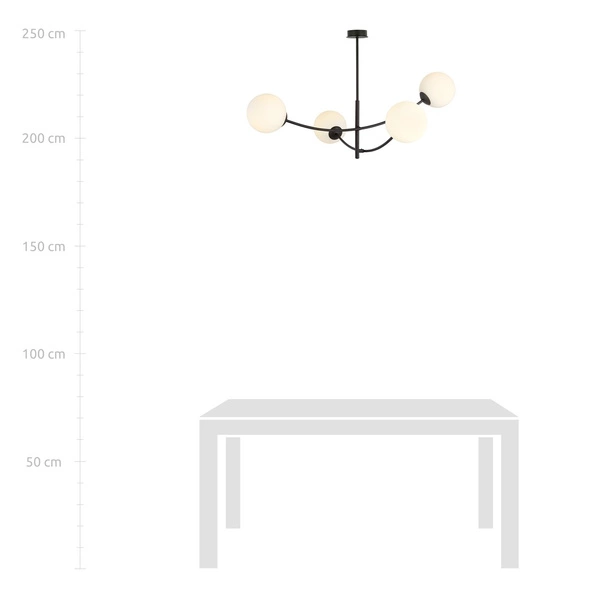 Lampa sufitowa Emibig HUNTER 4 Czarny/OPAL 1102/4