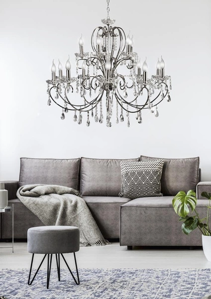 Żyrandol AURORA 30-97586 chrom/transparentny 15x40W E14