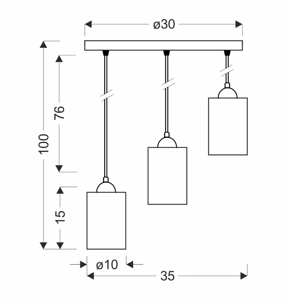 Lampa wisząca BISTRO, czarny/brązowy, 3x40W E27