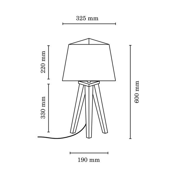 Lampa stołowa Estella 1xE27 maks. 25W Dąb olejowany/Antracytowy kabel z tkaniny/Klosz z brązowej tkaniny 6852174