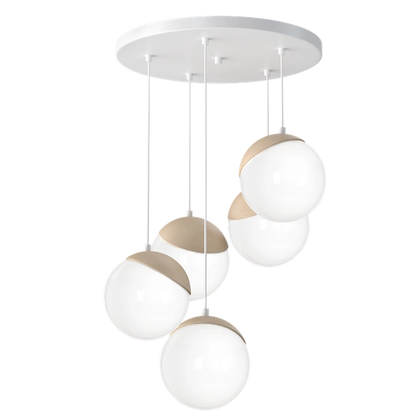 Lampa wisząca nowoczesna szklana kula SFERA WOOD V drewno/biały śr. 35cm