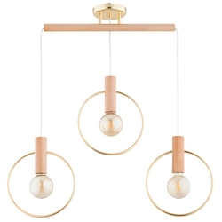 Lampa wisząca ALFA ARISA DREWNIANA & ZŁOTA 3XE27 80cm | 62532