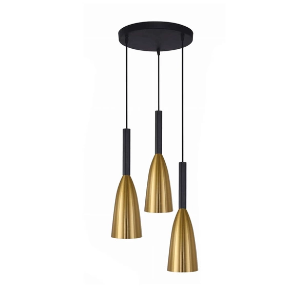 Lampa wisząca SOLIN, czarny/złoty, 3x60W E27