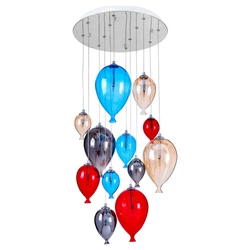Balonowa lampa wisząca w zestawie 9xG4 Max.20W Chromowany metal/Wielokolorowe szkło 1791215
