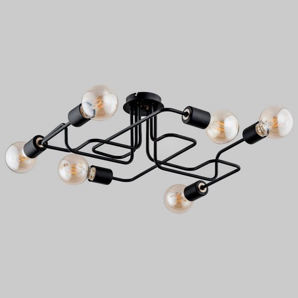 Lampa sufitowa ALFA HOOK CZARNA 6xE27 53cm | 24746