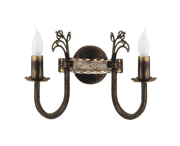 Klasyczny Kinkiet KORONA wys. 25cm 2xE14 11W IP20 | Brązowy ręcznie patynowany