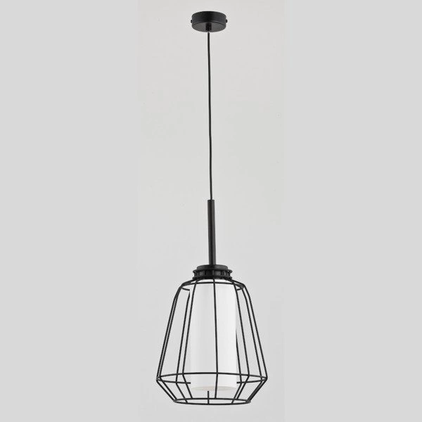 Druciana lampa kratka z kloszem ALICANTE czarna śr. 24cm