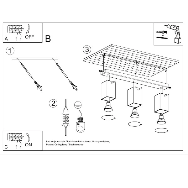 Designerska lampa sufitowa MERIDA 3 SL.0097 Biała 3xGU10