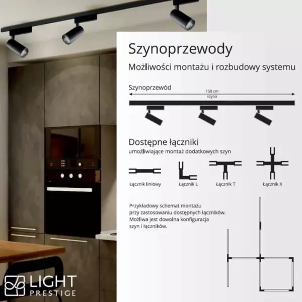 Zestaw szynoprzewodu jednofazowego LEON, biały, 3x7W LED, barwa ciepła 3000K