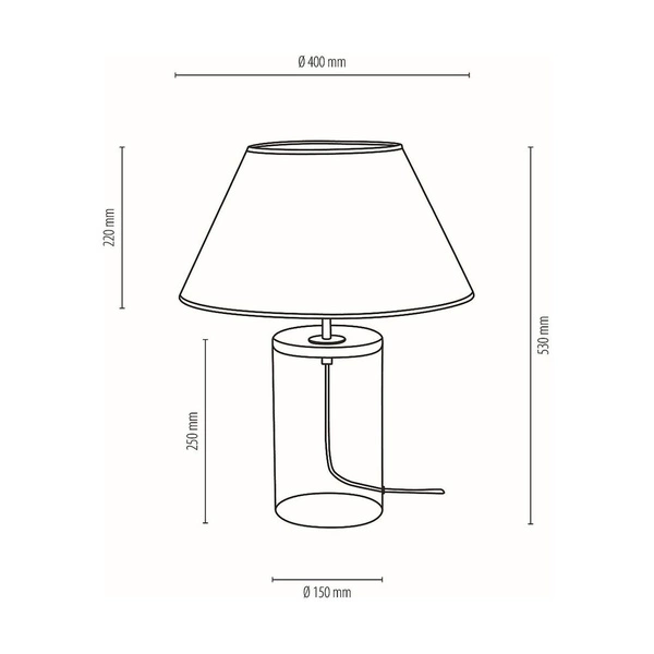 Lampa stołowa Dove 1xE27 maks. 40W przezroczyste szkło/czarny kabel z tkaniny/czarny klosz z tkaniny 779139110