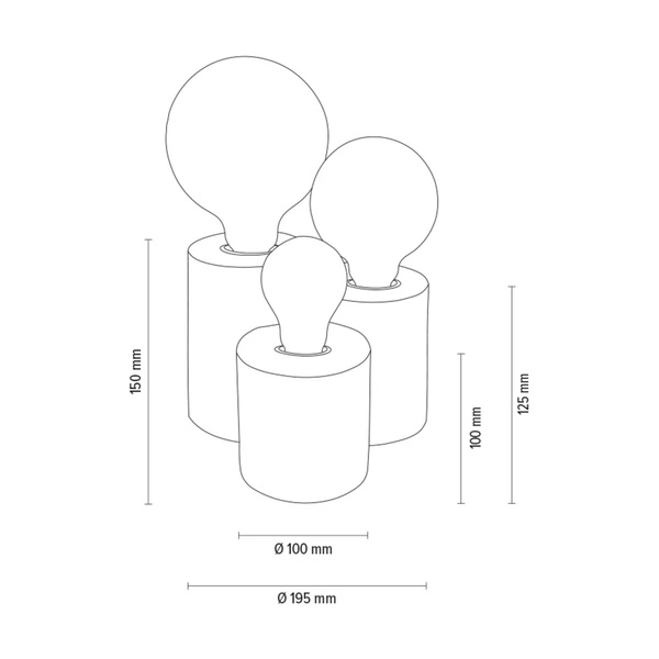 Okrągła lampa stołowa Vincent 3xE27 maks. 15W drewno bukowe orzechowe/kabel z czarnej tkaniny 2266376
