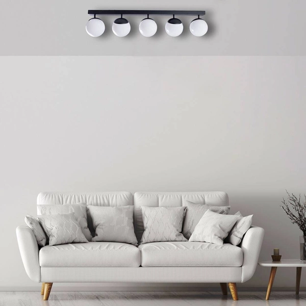 Lampa sufitowa nowoczesna szklana kula listwa SFERA V czarny/biały szer. 100cm