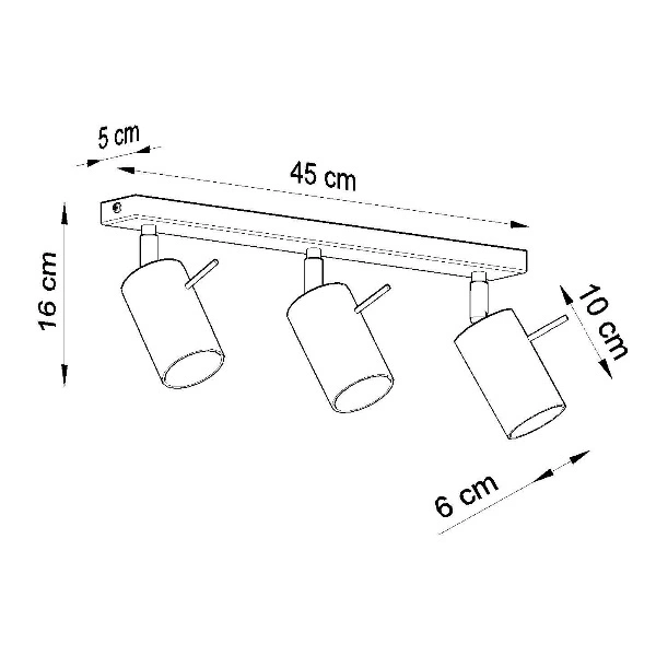 Plafon RING 3 punktowy Stal kolor czarny 12W LED, SL.0093
