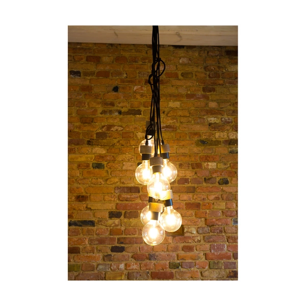 Lampa wisząca Clarte 7xE27 maks. 60W Dąb olejowany/Czarny metal/Czarny kabel z tkaniny 3491704