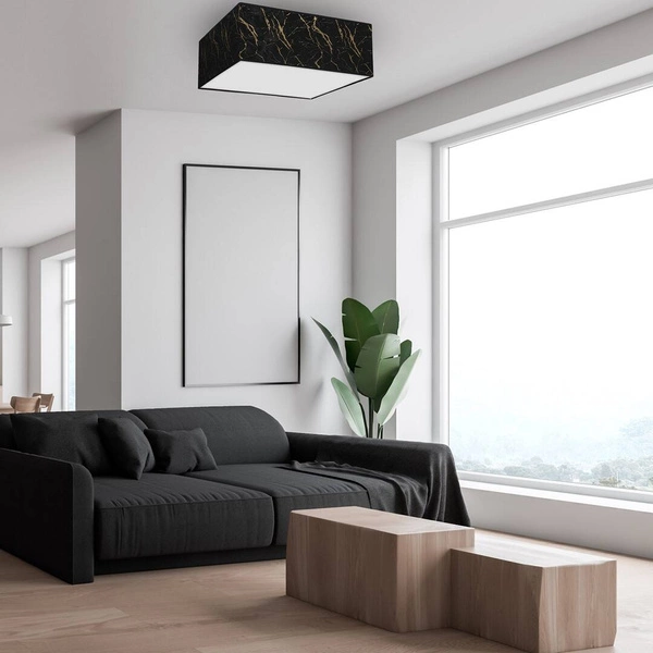 Kwadratowy plafon do salonu SENSO Black/Gold 50 cm 3xE27 | czarny złoty