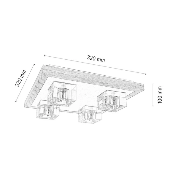 Lampa sufitowa Berko w zestawie 4xG4 2,5W Dąb olejowany/Biały metal/Biało-przezroczyste szkło 4047405800000