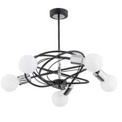 Lampa sufitowa LUER dł. 50cm 5xE27 | czarny/chrom