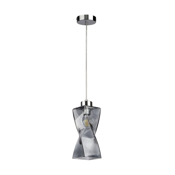 Lampa wisząca Twist 1xE27 maks. 25W chromowany metal/przezroczysty kabel PVC/szkło dymione 13610128