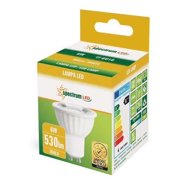 LED GU10 230V 6W SMD 45ST NW Z SOCZEWKĄ SPECTRUM