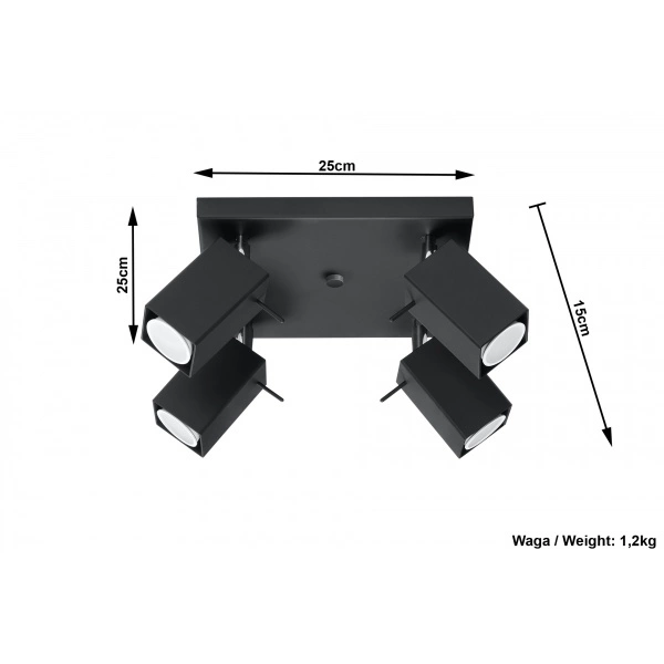Designerska Plafon lampa MERIDA 4 SL.0102 Czarna 4xGU10