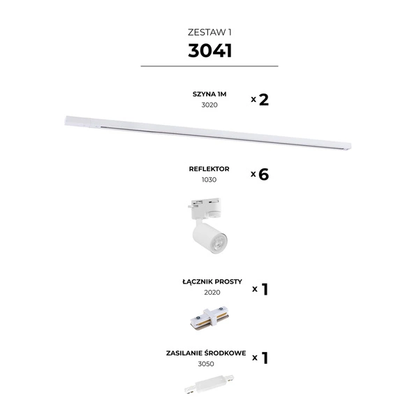 3041 ZESTAW 1 SZYNOPRZEWODY WHITE JEDNOOBWODOWY