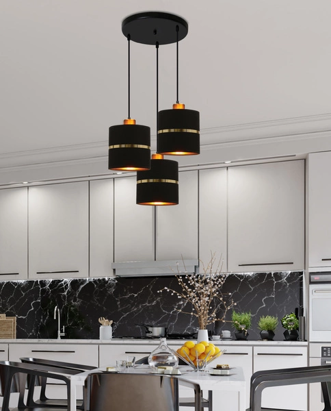 Lampa wisząca ASSAM, 33-17468, czarny/złoty, 3x60W E27