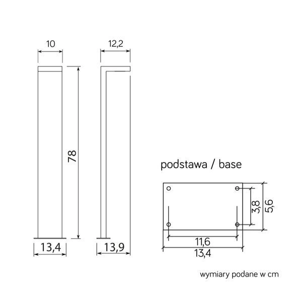 Lampa stojąca zewnętrzna na podjazd 78cm KARO KR-780 | ciemny popiel