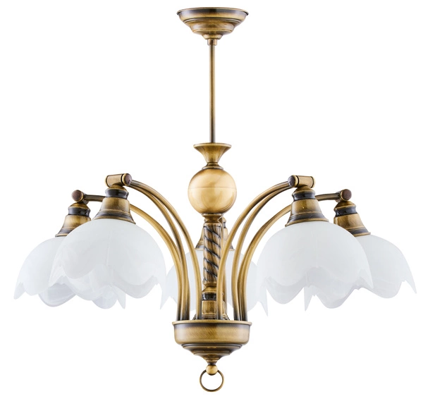Klasyczny Żyrandol JUPITER wys. 60cm 5xE27 15W IP20 | Mosiądz patynowany
