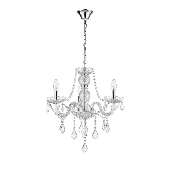 Lampa wisząca CRISTALLO III, chrom/transparentny, 3x60W E14