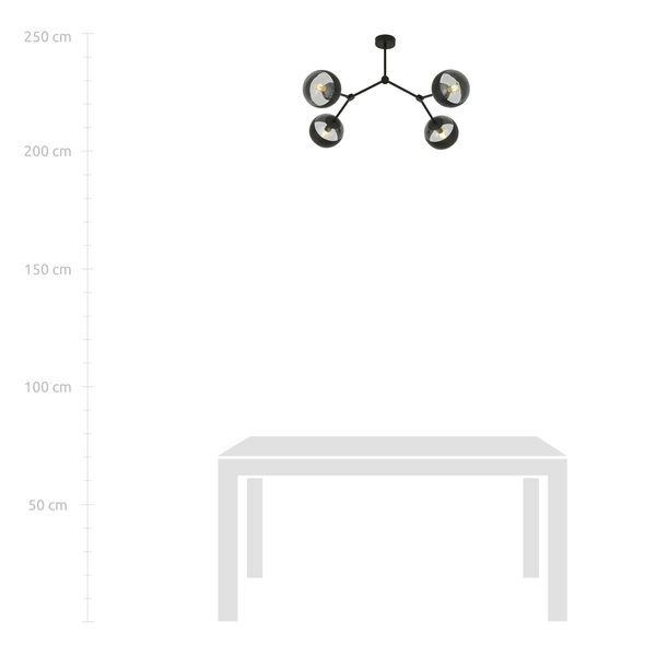 Lampa sufitowa Emibig SPACE 4 Czarny/STRIPE 1135/4