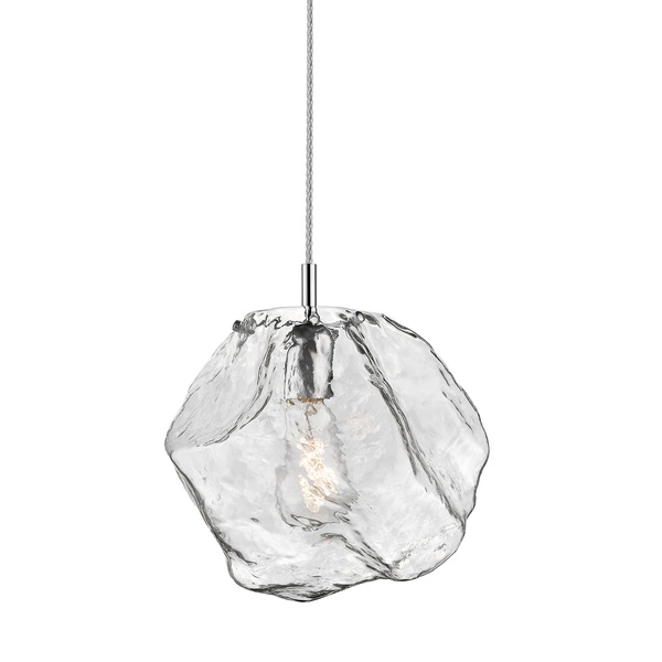 Lampa wisząca szklana do salonu śr.28 ROCK E27 40W | chrom