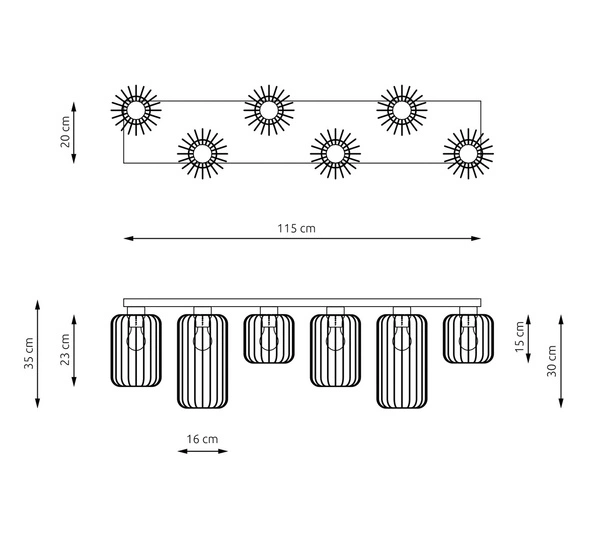 Lampa sufitowa Emibig BARN 6 BL 1367/6