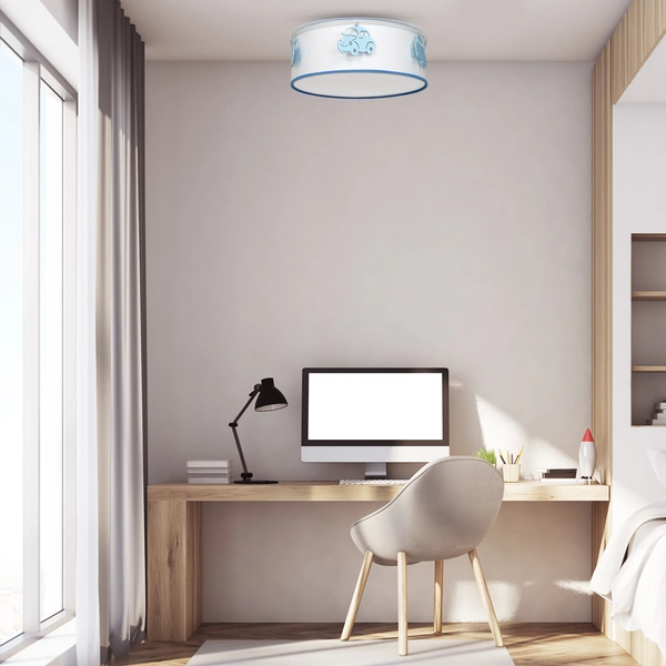 Lampa sufitowa AUTOMOBILE, biały/niebieski, 2x60W E27, MLP8285