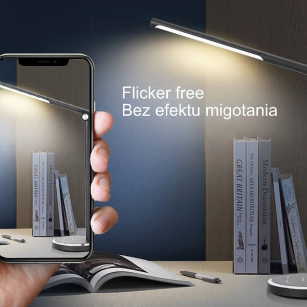 Lampka biurkowa regulowana LED zmiana temperatury + USB ładowarka | czarny