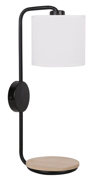 Kinkiet ALPINE 21-76694 czarny/biały/drewno 1x40W E14 z półką