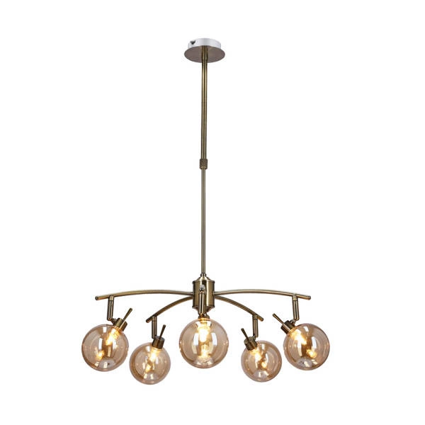 Lampa wisząca LENTINI, 35-16331, patynowa z bursztynowymi kloszami, 5x40W G9