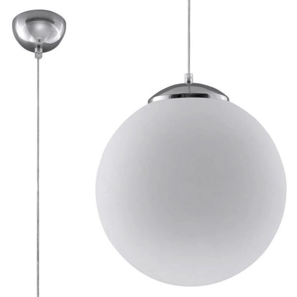 Lampa wisząca Sollux UGO 40 Stal, Szkło, Biały, 60W, SL.0265