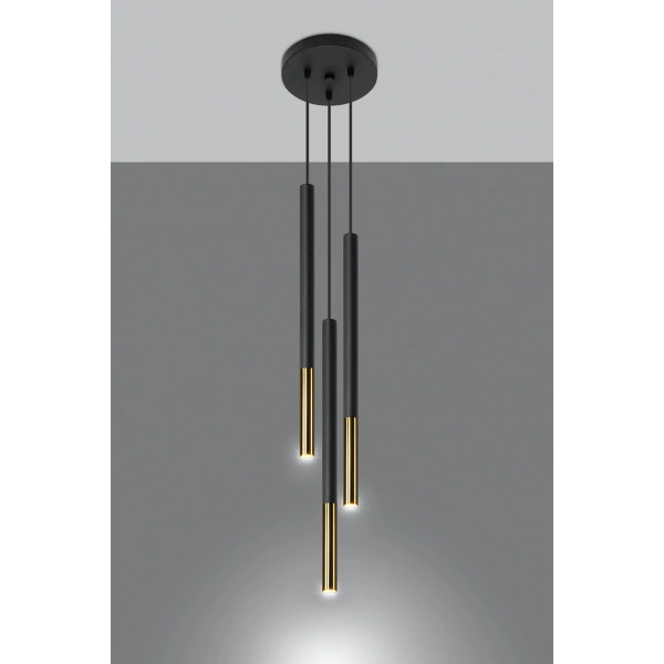 Lampa wisząca MOZAICA 3P SL.0893 czarny/złoto 3xG9
