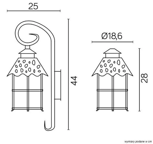 Rustykalny kinkiet zewnętrzny TOLEDO K 3012/1/R | czarny