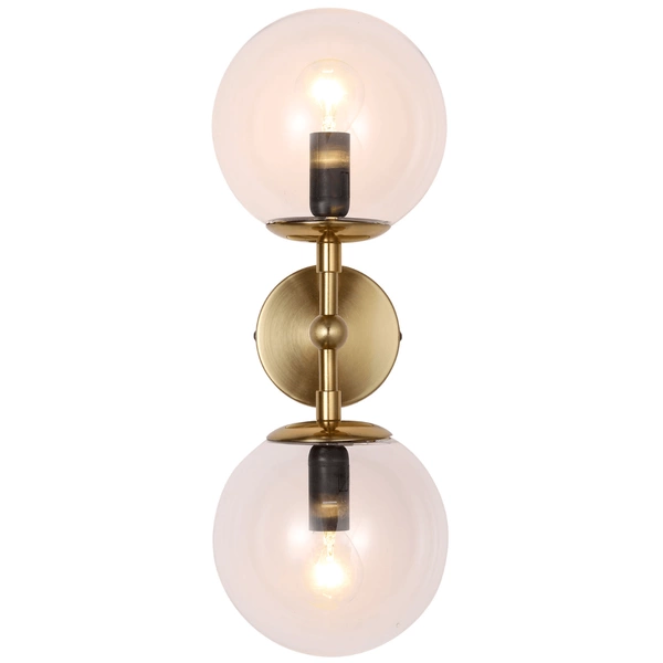 Kinkiet DORADO 2, złoty z transparentnymi kloszami, 2x40W E14