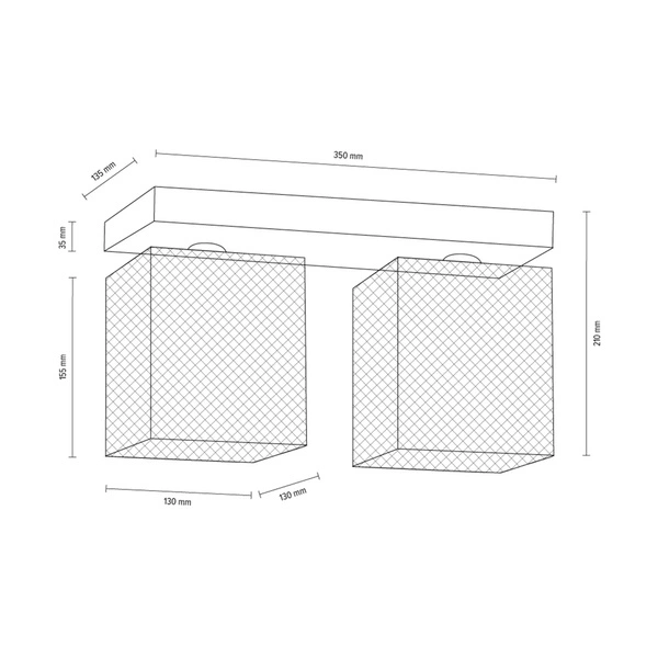 Lampa Sufitowa Gittan 2xE27 Max.60W Szary Beton/Chromowany Metal 8172236