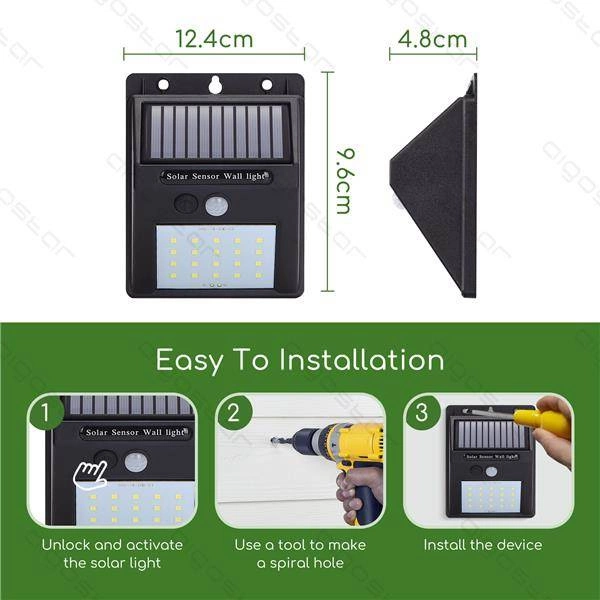 Kinkiet zasilany energią słoneczną z czujnikiem 6500k