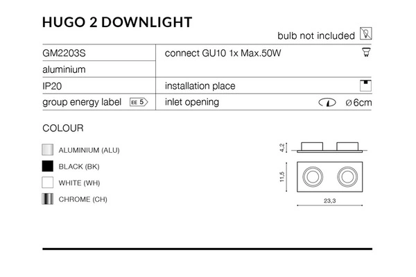Azzardo HUGO 2 DOWNLIGHT CHROME 1738
