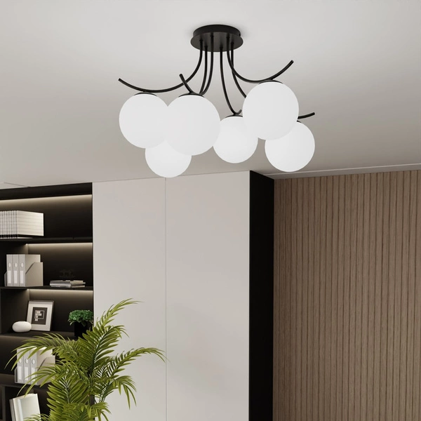 Lampa sufitowa Emibig BOSTON 6 Czarny/OPAL 1109/6